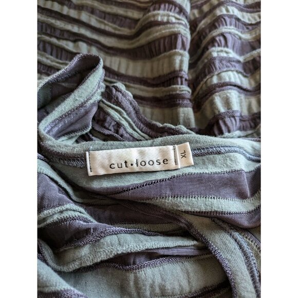 Cut Loose Asymmetrical Mesh Tunic Top Size XL Gray Lagenlook Textured Stretch - Picture 4 of 8